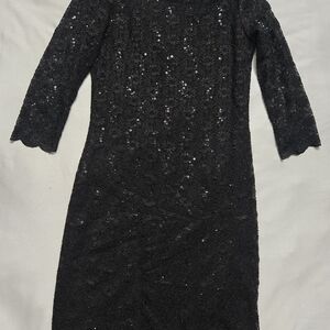 Others Follow Black Sequin Lace Long-Sleeve Sheath Dress